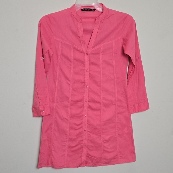 Zara Dresses & Skirts - Women Zara Pink Button-Up Tunic Top